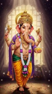 Royal Lord Ganesha image with golden throne