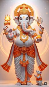 Lord Ganesha image with festive decoration lights