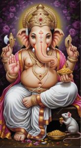 Lord Ganesha image with pink lotus flower