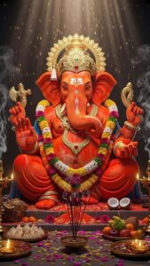 Lord Ganesha devotional 3D render wallpaper