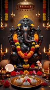 Lord Ganesha saffron background HD image