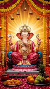 Lord Ganesha with diya lamps HD wallpaper