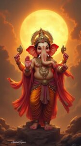 Lord Ganesha festival lights background wallpaper