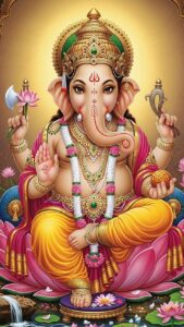 Lord Ganesha red and gold theme wallpaper