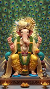 Royal Lord Ganesha golden crown HD background