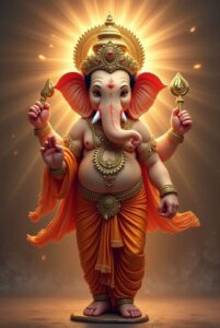 Lord Ganesha sitting on lotus HD wallpaper