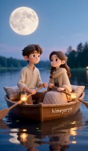 Cute couple romantic 3D cartoon wallpaper