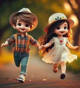 3D cartoon couple heartfelt love wallpaper