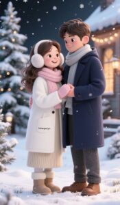 Cute romantic 3D cartoon couple HD wallpaper