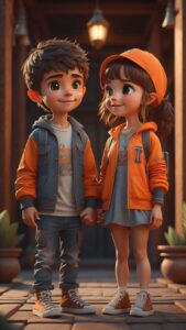 3D cartoon couple dreamy aesthetic wallpaper