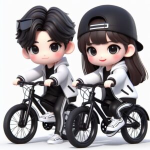 Romantic couple illustration 3D cartoon wallpaper