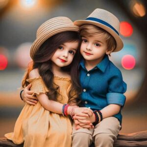 Cute love couple 3D cartoon HD wallpaper