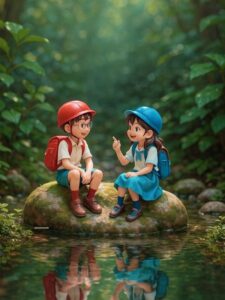 3D cartoon couple sweet moment wallpaper