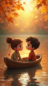Cute 3D couple HD cartoon wallpaper
