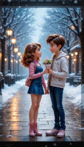 3D cartoon couple love illustration HD