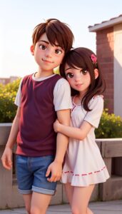 3D cartoon couple HD aesthetic love wallpaper