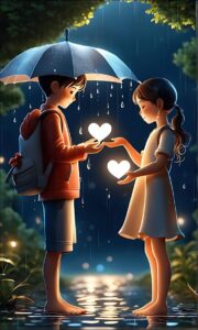 3D cartoon couple creative love wallpaper