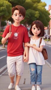 Romantic love story 3D cartoon wallpaper