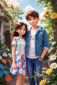 Cute couple 3D wallpaper aesthetic