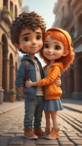 3D cartoon couple love concept wallpaper