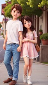Sweet romantic 3D couple wallpaper