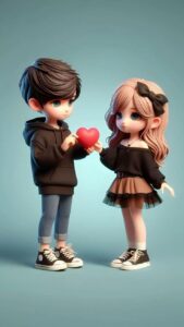 3D cartoon couple romantic scene wallpaper