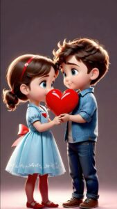 3D cartoon couple modern love wallpaper