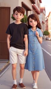 Cartoon love couple 3D HD background
