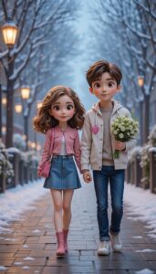 3D cartoon couple peaceful wallpaper