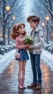 3D cartoon couple fantasy love wallpaper