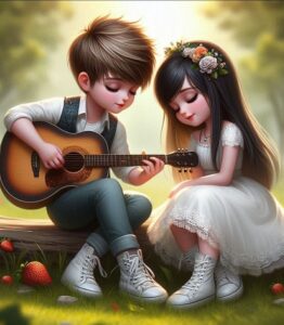 3D cartoon couple togetherness wallpaper