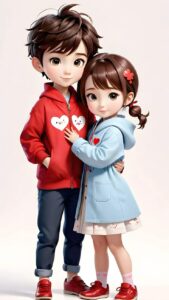 3D cartoon couple sweet love wallpaper