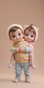 3D cartoon couple cute HD background