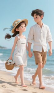 Love couple 3D cartoon illustration wallpaper
