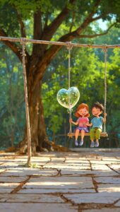 3D cartoon couple romantic HD background