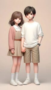 3D cartoon couple sitting under tree wallpaper