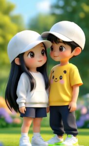 3D cartoon couple aesthetic phone background