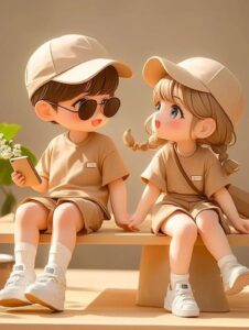 Romantic mood 3D cartoon couple background
