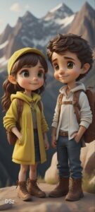 3D cartoon couple dreamy love wallpaper