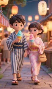 3D cartoon couple in rain wallpaper