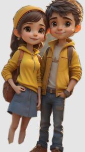 3D cartoon couple aesthetic HD background