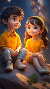 3D cartoon couple emotional love wallpaper