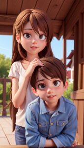 Romantic cartoon couple 3D art wallpaper