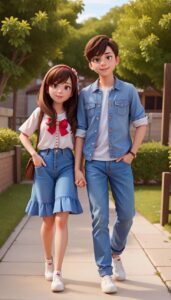 3D cartoon couple love HD image