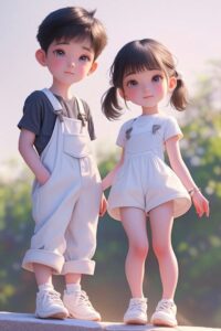 3D cartoon couple valentine background