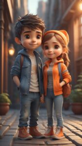 3D cartoon couple romantic illustration
