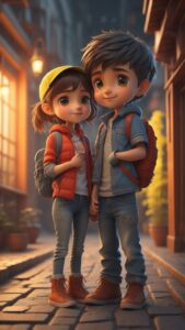 Romantic couple 3D animation wallpaper