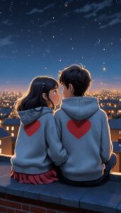 3D cartoon couple heart background