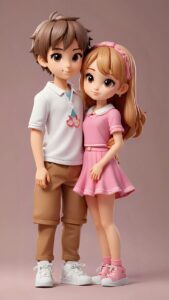 3D cartoon couple relationship wallpaper