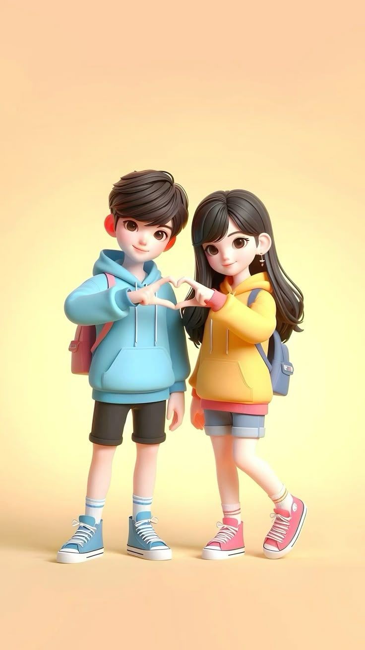 3D cartoon couple aesthetic love background